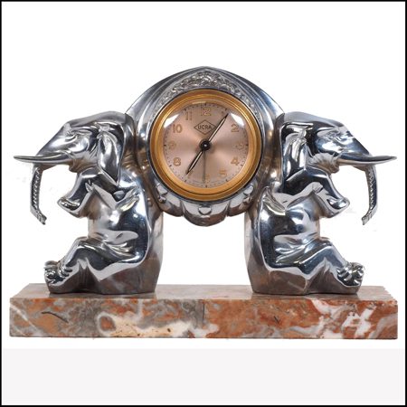 Art Deco clock with elephants