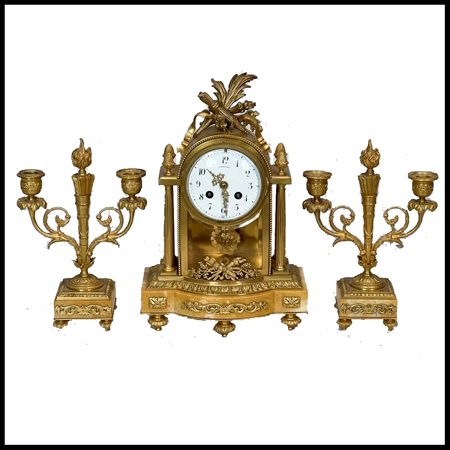 An antique clock three piece set from Tiffany & Co. c1890