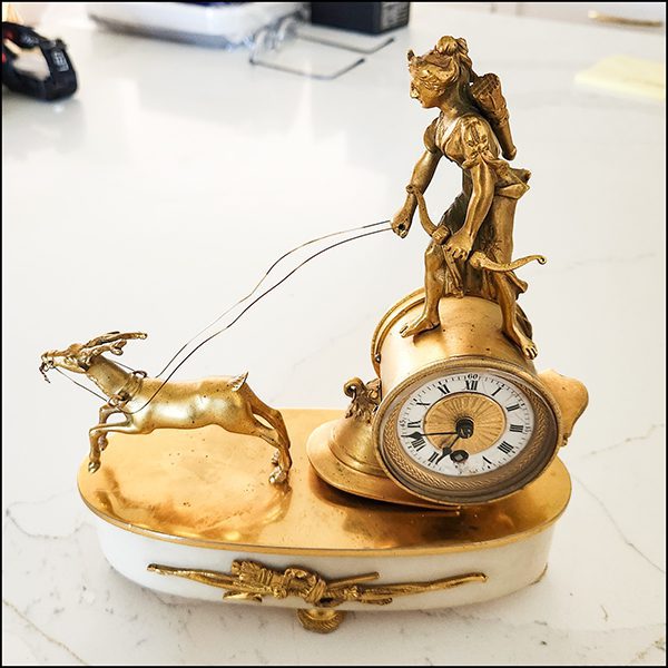 A vintage small clock from the late 1800s.. This is a prime example of the beauty of vintage French mantel clocks. It also makes for a great table clock.