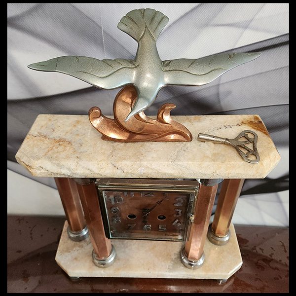 A beautiful example of old vintage clocks. Art Deco clock, c1920 by Michel Decoux, one of the masters of the Deco movement.